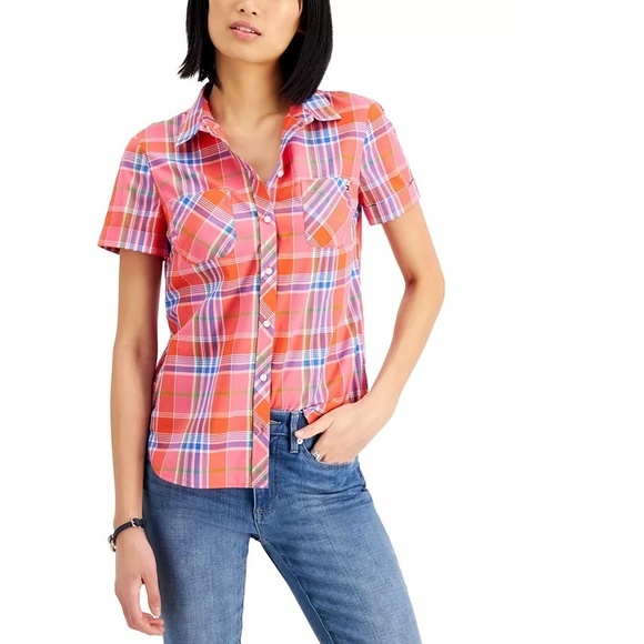 Tommy Hilfiger Womens Cotton Dip Dyed T Shirt Pink Size Medium main image 1